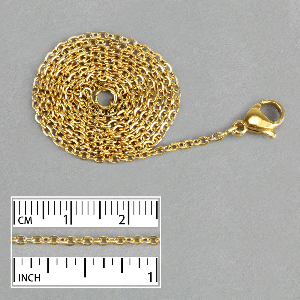 Chain & Clasps Gold Plated Stainless Steel Chain 18"